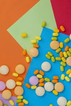 Candy on the colorful background Foto stock
