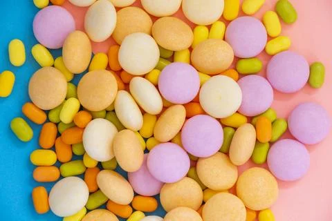 Candy on the colorful background Stock Photos