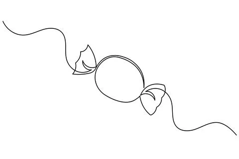 Candy continuous one line drawing on white background in minimalist style o.. Stock Illustration