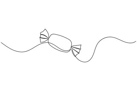 Candy continuous one line drawing on white background in minimalist style o.. Stock Illustration