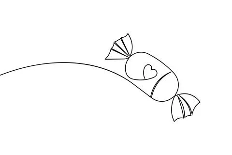 Candy continuous one line drawing on white background in minimalist style o.. Illustrazione stock