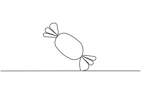 Candy continuous one line drawing on white background in minimalist style o.. Stock Illustration