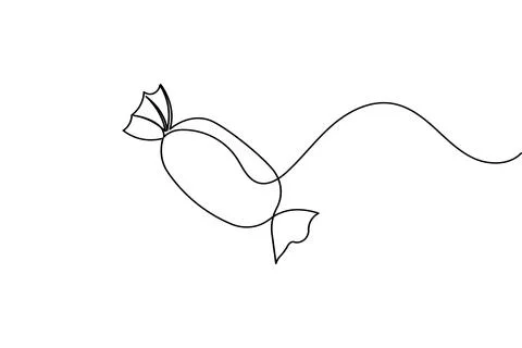Candy continuous one line drawing on white background in minimalist style o.. Stock Illustration