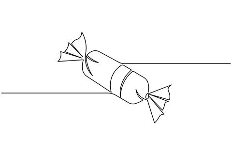 Candy continuous one line drawing on white background in minimalist style o.. Stock Illustration