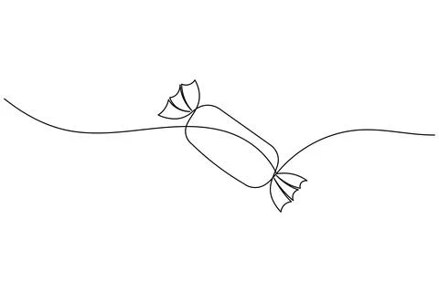 Candy continuous one line drawing on white background in minimalist style o.. Illustrazione stock