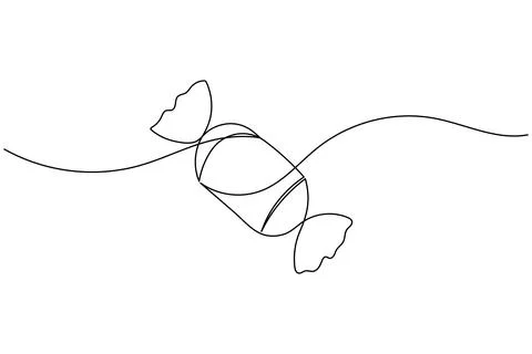 Candy continuous one line drawing on white background in minimalist style o.. Stock Illustration