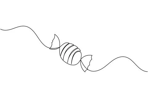 Candy continuous one line drawing on white background in minimalist style o.. Stock Illustration