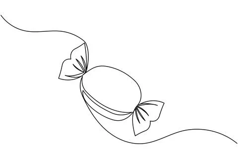Candy continuous one line drawing on white background in minimalist style o.. Illustrazione stock