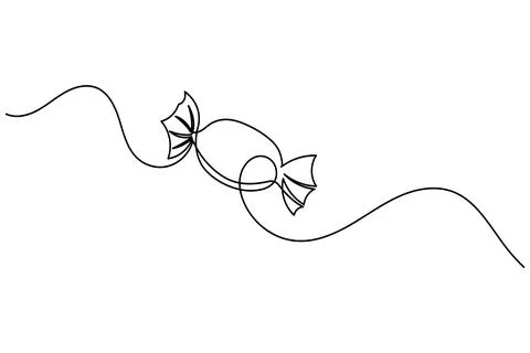 Candy continuous one line drawing on white background in minimalist style o.. Stock Illustration