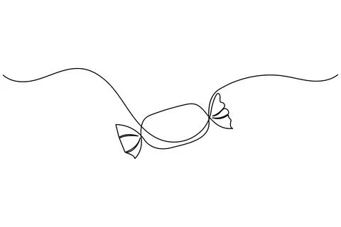 Candy continuous one line drawing on white background in minimalist style o.. Stock Illustration