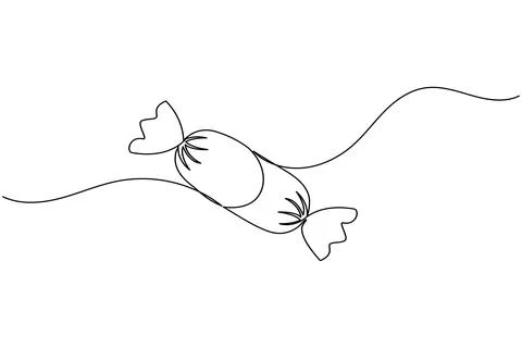 Candy continuous one line drawing on white background in minimalist style o.. Stock Illustration