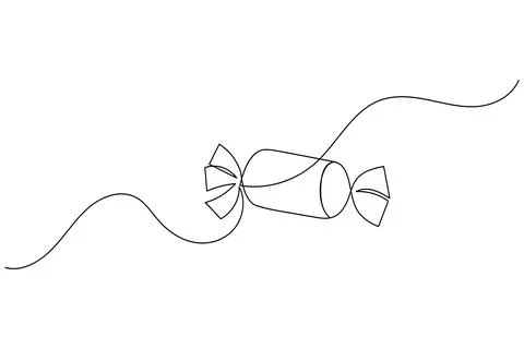 Candy continuous one line drawing on white background in minimalist style o.. Stock Illustration