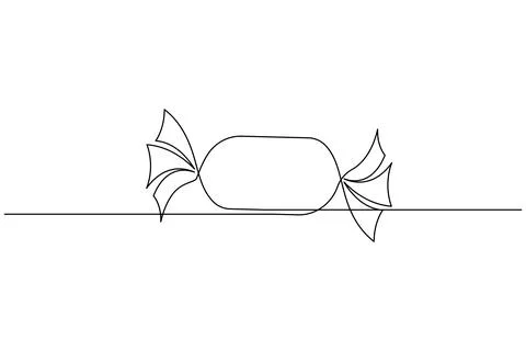 Candy continuous one line drawing on white background in minimalist style o.. Stock Illustration