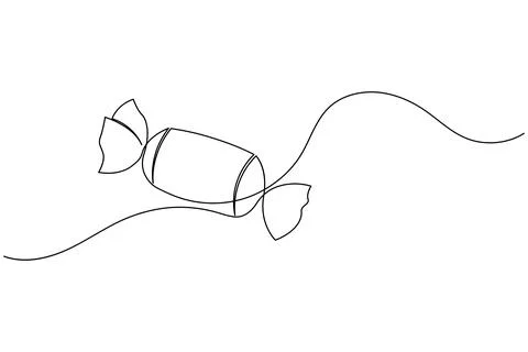 Candy continuous one line drawing on white background in minimalist style o.. Stock Illustration