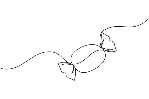 Candy continuous one line drawing on white background in minimalist style o.. Stock Illustration
