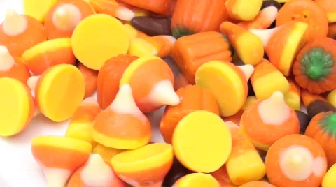 Candy corn and pumpkin candy loop V4 - HD  Stock Footage 570126