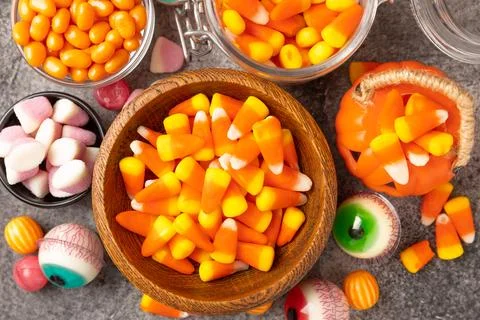 Candy corn on background. Stock Photos