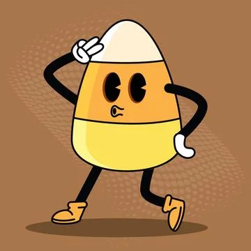 Candy corn character posing with playful expression, Vector Stock Illustration