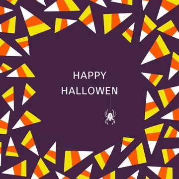Candy corn frame, Happy Halloween text illustration Illustrazione stock