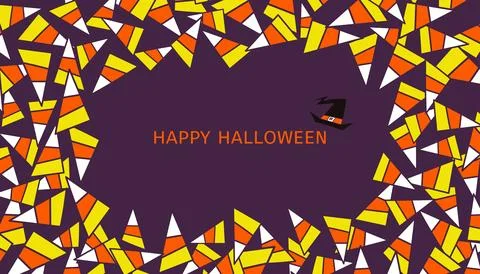 Candy corn frame, Happy Halloween text illustration Illustrazione stock