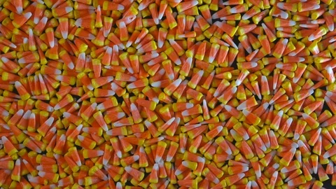 Candy corn is seen dropping into a large pile of candy corn. Stock Footage 116573166