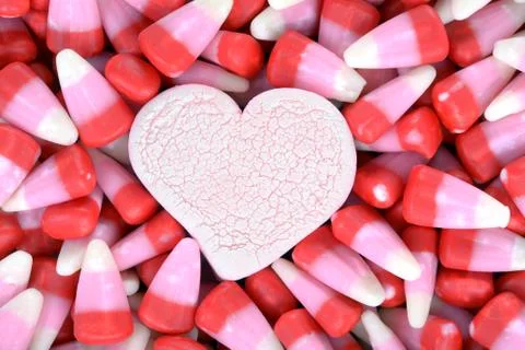 Candy corn for Valentine Day Stock Photos