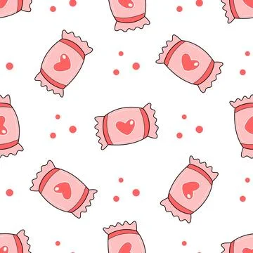 Candy cute romantic seamless pattern Stock Illustration