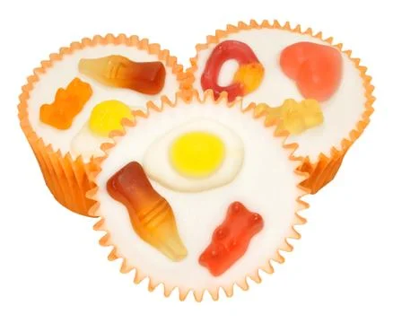 Candy Decorated Cupcakes Stock Photos