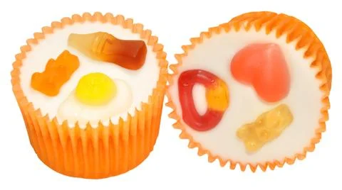 Candy Decorated Cupcakes Stock Photos