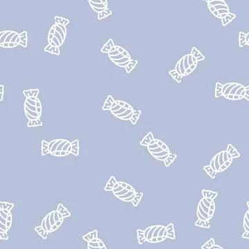Candy dessert line vector seamless pattern Stock Illustration