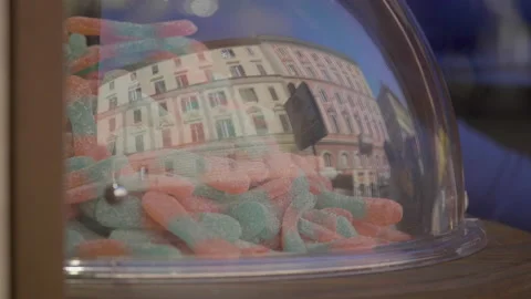 Candy dish in a showcase in rome 4K 50fps 스톡 동영상 238668031