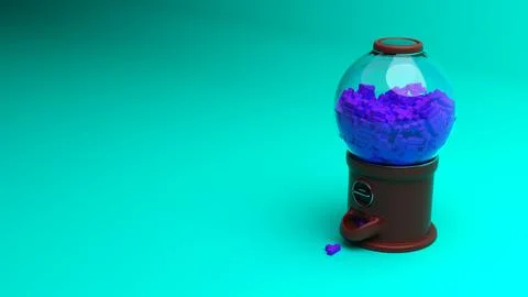 Candy dispenser with a sphere container of cubes and a block in the shape o.. Stock Illustration