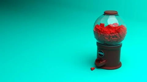 Candy dispenser with a sphere container of cubes and a block in the shape o.. Stock Illustration