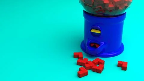 Candy dispenser with a sphere container of cubes and a heart of cubes on th.. Stock Illustration