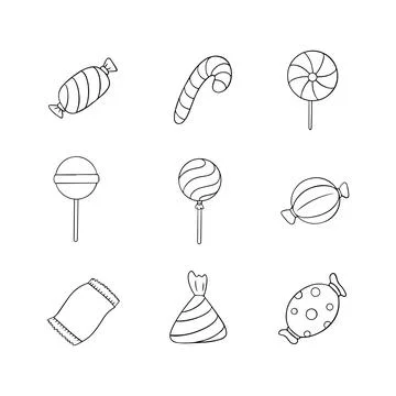 Candy doodle line icon. Hand drawn outline. Concept isolated illustration Stock Illustration