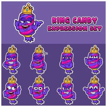 Candy Expression set. Mascot cartoon character for flavor, strain, label an.. Stock Illustration