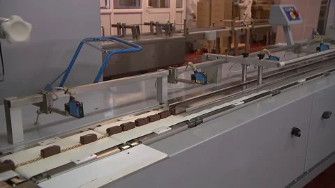 Candy factory, work shop, moving candy Stock Footage 94873252