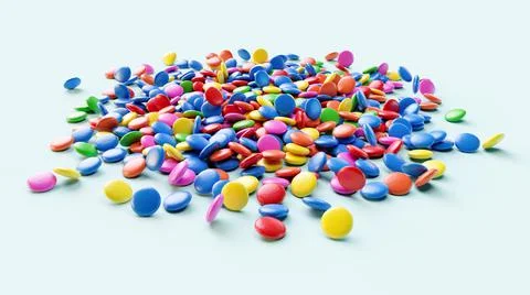Candy falling on light isolated background Stock Illustration