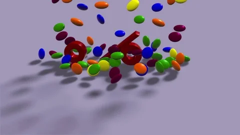 Candy Falling on persentage.Alpha. Video stock 70445279