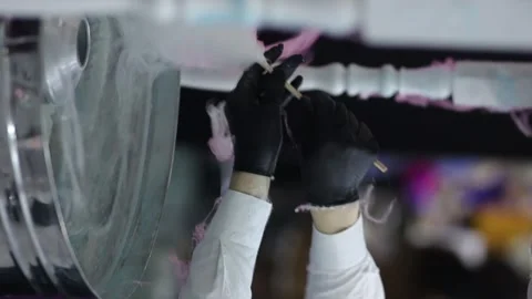 Candy floss. A man makes cotton candy for children. Stock Footage 277606431