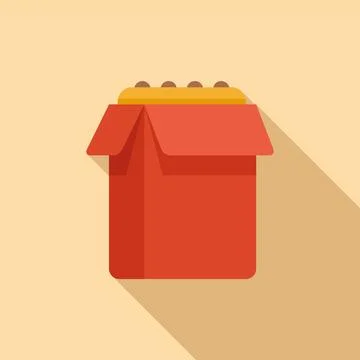 Candy food box icon flat vector. Takeaway food Illustrazione stock