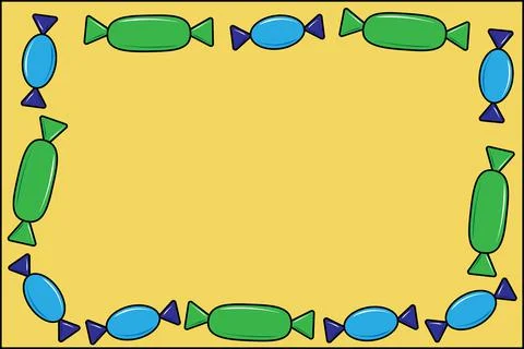 Candy frame. Candy falling on a colored background Stock Illustration