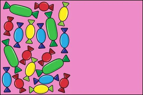 Candy frame. Candy falling on a colored background Stock Illustration