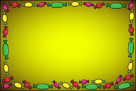 Candy frame. Candy falling on a colored background Stock Illustration