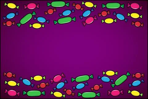Candy frame. Candy falling on a colored background Stock Illustration