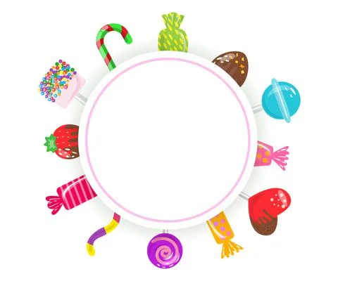 Candy frame template sweets assorted bonbon decor Illustrazione stock
