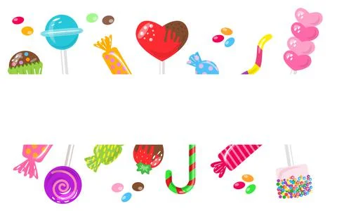 Candy frame template sweets assorted bonbon decor Illustrazione stock