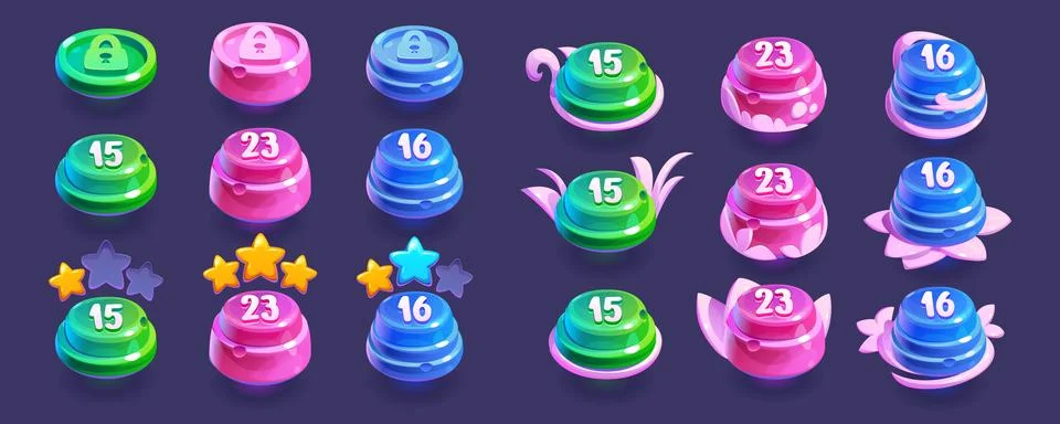 Candy game ui level indicator to select star icon Stock Illustration