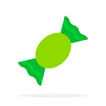 Candy in a green wrapper vector flat material design isolated object on white Stock Illustration