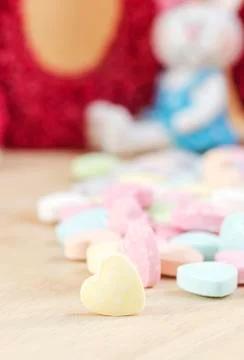 Candy with heart shape Stock Photos